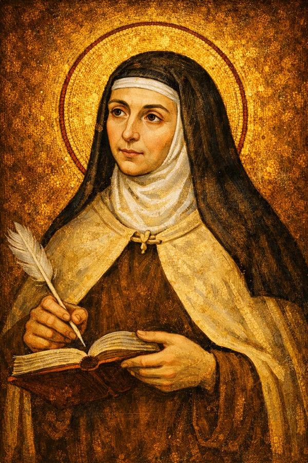 Saint Teresa of Avila Byzantine icon, Carmelite reformer and Doctor of the Church in serene contemplative prayer